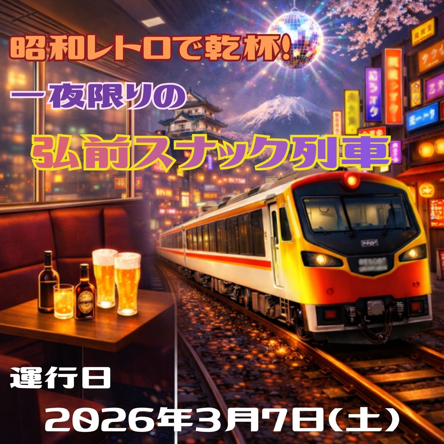 昭和レトロで乾杯！一夜限りの弘前スナック列車 | 青森びいき