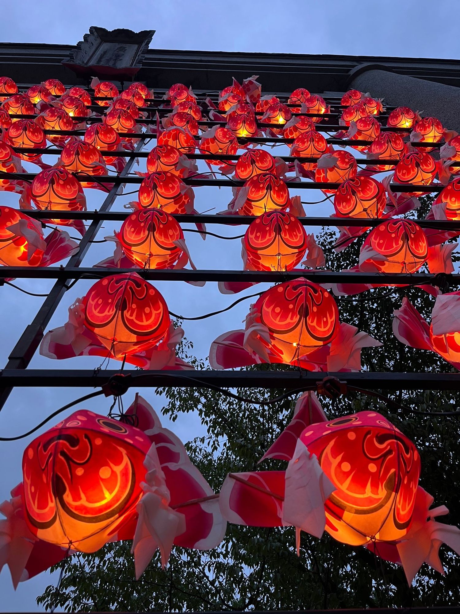 夏祭りが近づく青森市の廣田神社で金魚ねぶたの装飾が始まりました