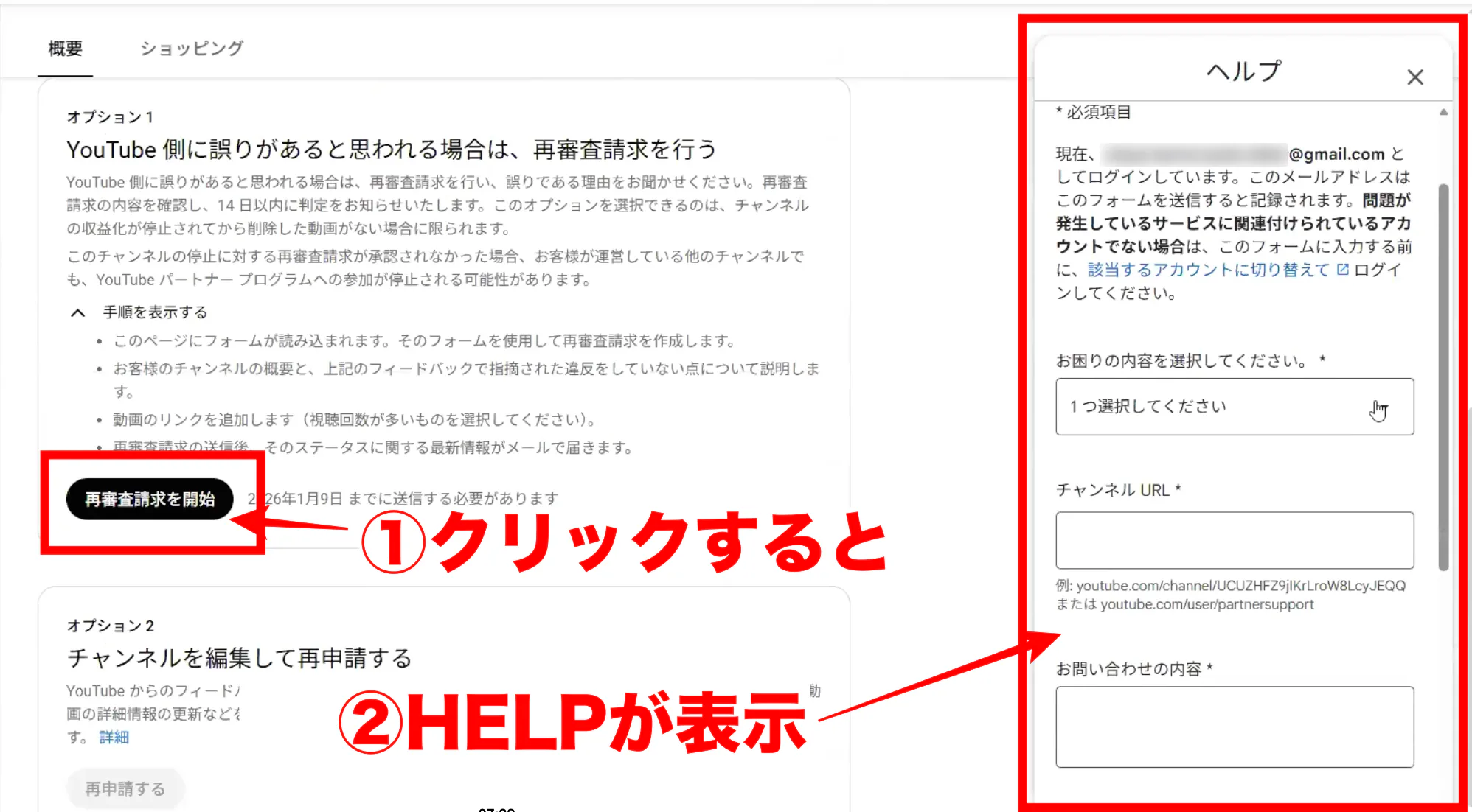 YouTube収益剥奪後の再審査請求でヘルプが出る件。。。 | 顔出ししない 