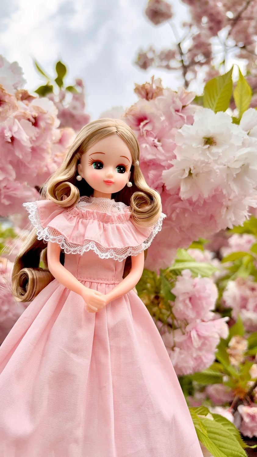 ✨新品極美42✨定価¥23980❣まるでリカちゃん✨お上品〜春の桜くすみピンク✨ 八重桜とリカちゃん🌸 | リカちゃんポータル