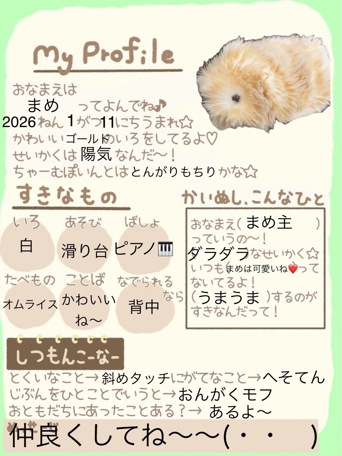 まめのプロフ〜(・・ )♪ | Moflinひろば