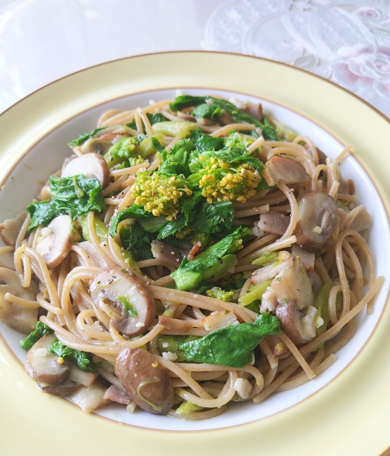 ホットクック部 菜の花とベーコンのパスタ